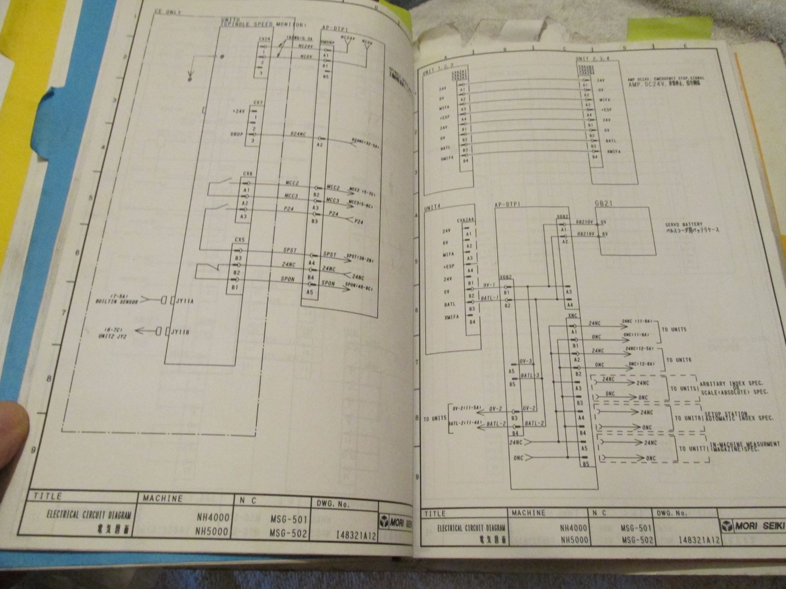 Mori Seiki NH5000 CNC Machining Center Parameter Table Diagrams Manual BINDER