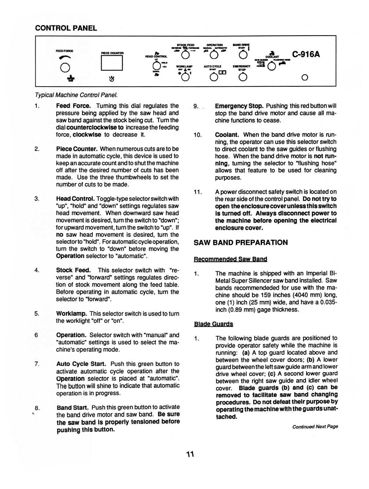 DoALL C-916A Metal Bandsaw Instruction Manual #1739