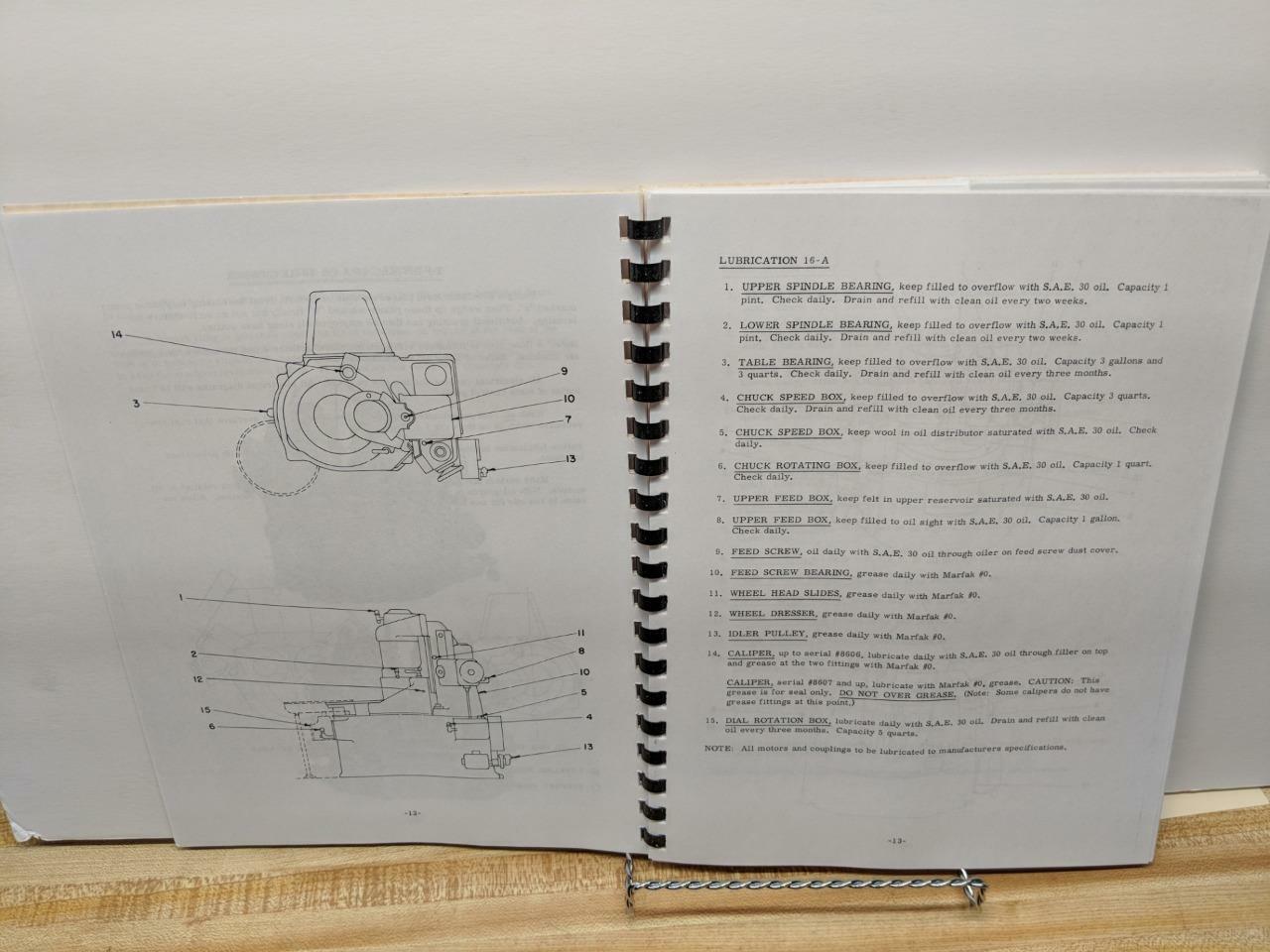 Blanchard No. 16-A & 16-A2 Grinder Operation & Parts Manual
