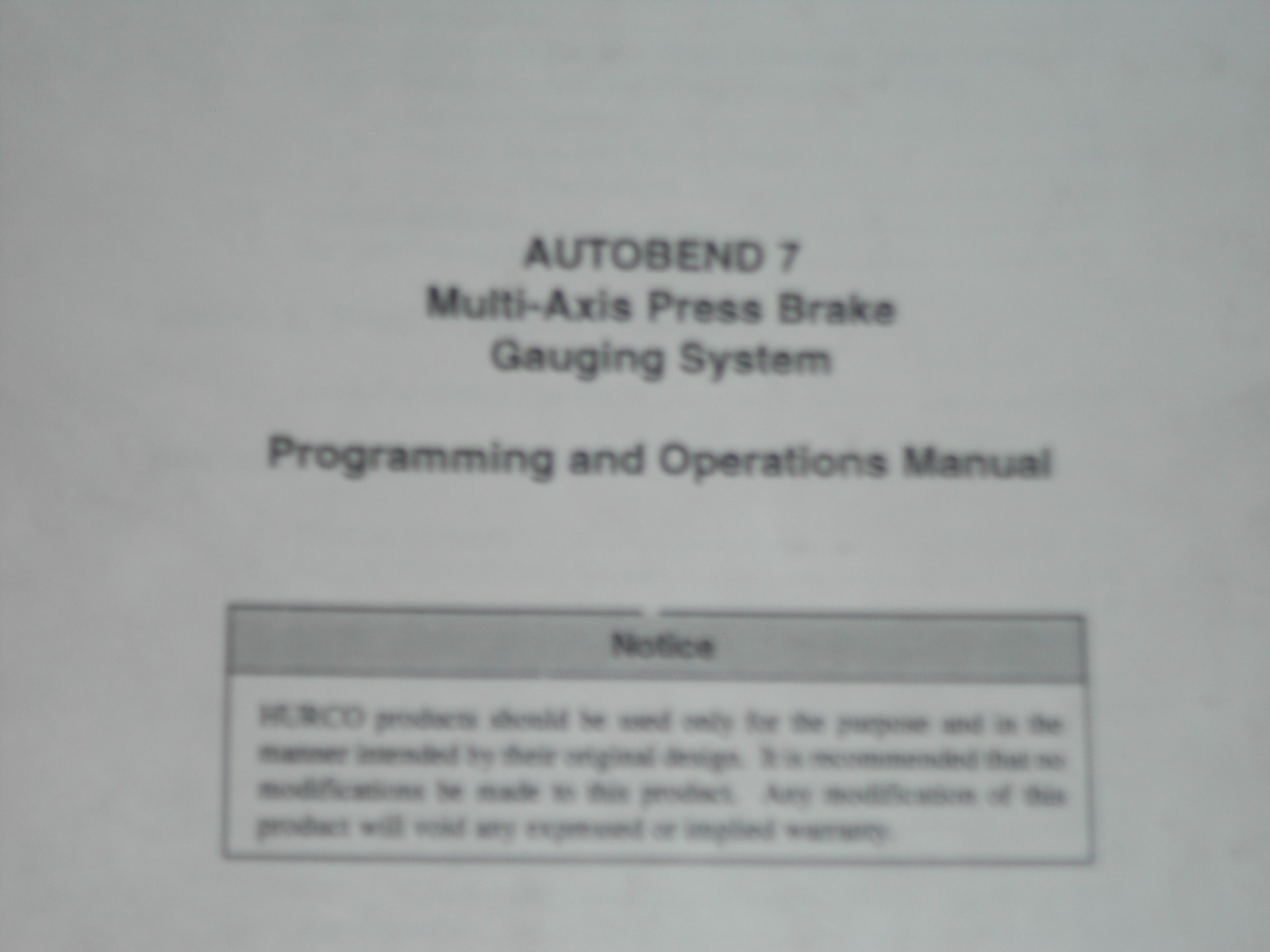 2 – Hurco Autobend 7 Press Brake Programming And Operations Manual