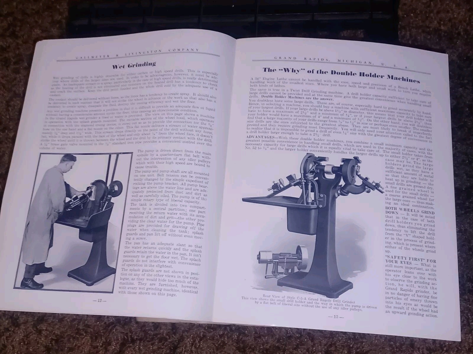 GALLMEYER & LIVINGSTON GRAND RAPIDS Michigan Tool DRILL GRINDERS Catalog Book !!