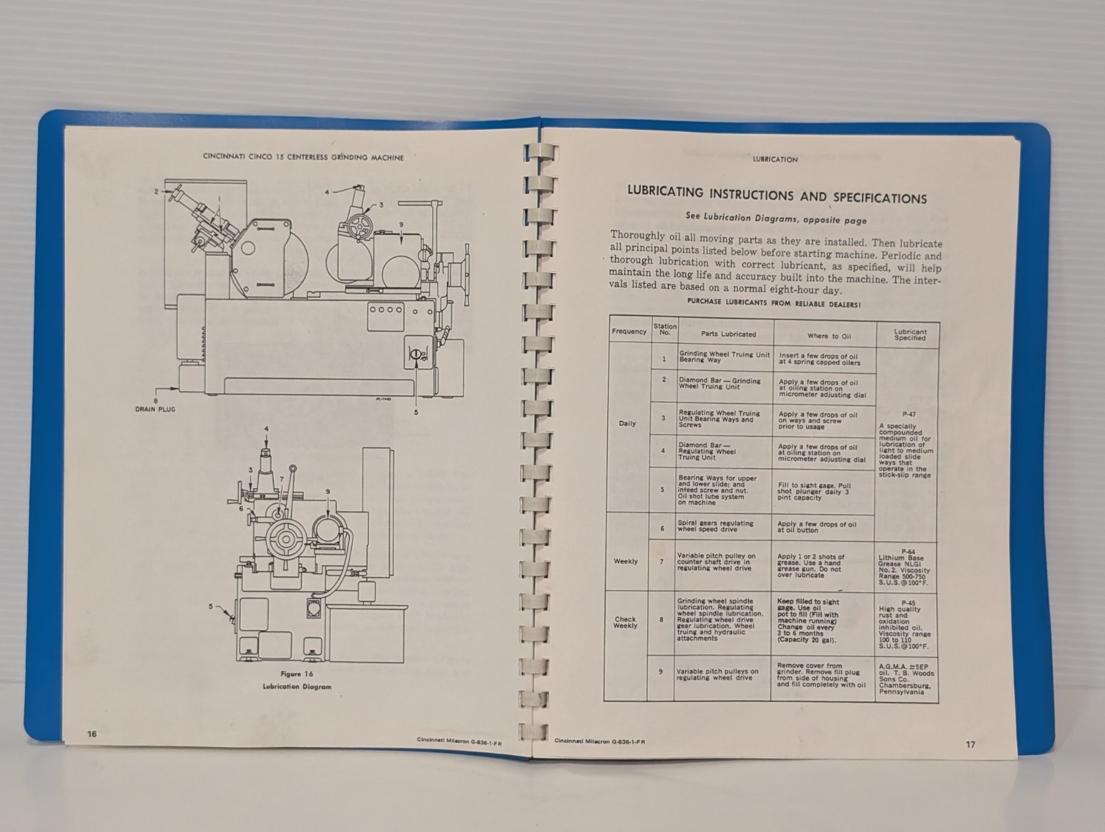 Cincinnati Milacron G-836-1 Cinco 15 Grinding Machine Operating Manual