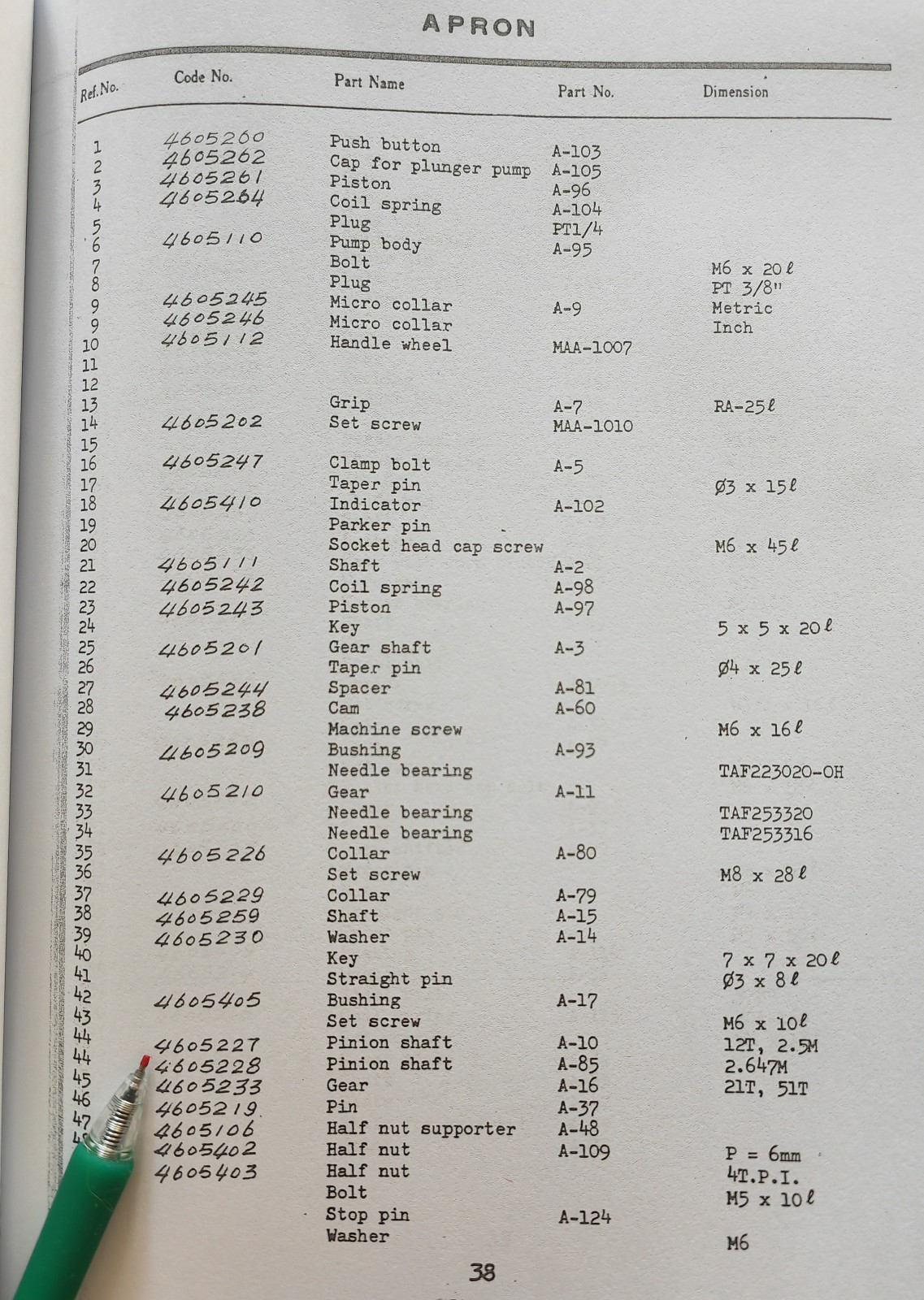 Copy of J1MK Lathe Machine Operation Manual Mazak J1MK460/530 and Pinion Shaft