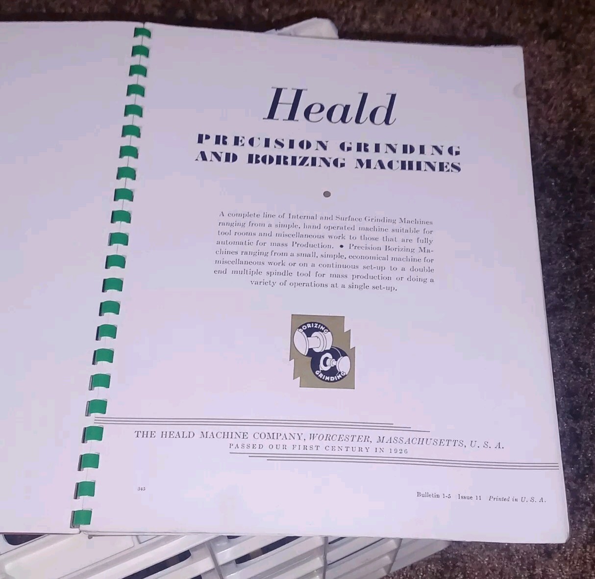 HEALD COMPANY Precision GRINDING BORING Borizing MACHINES CATALOG BOOK Issue 11