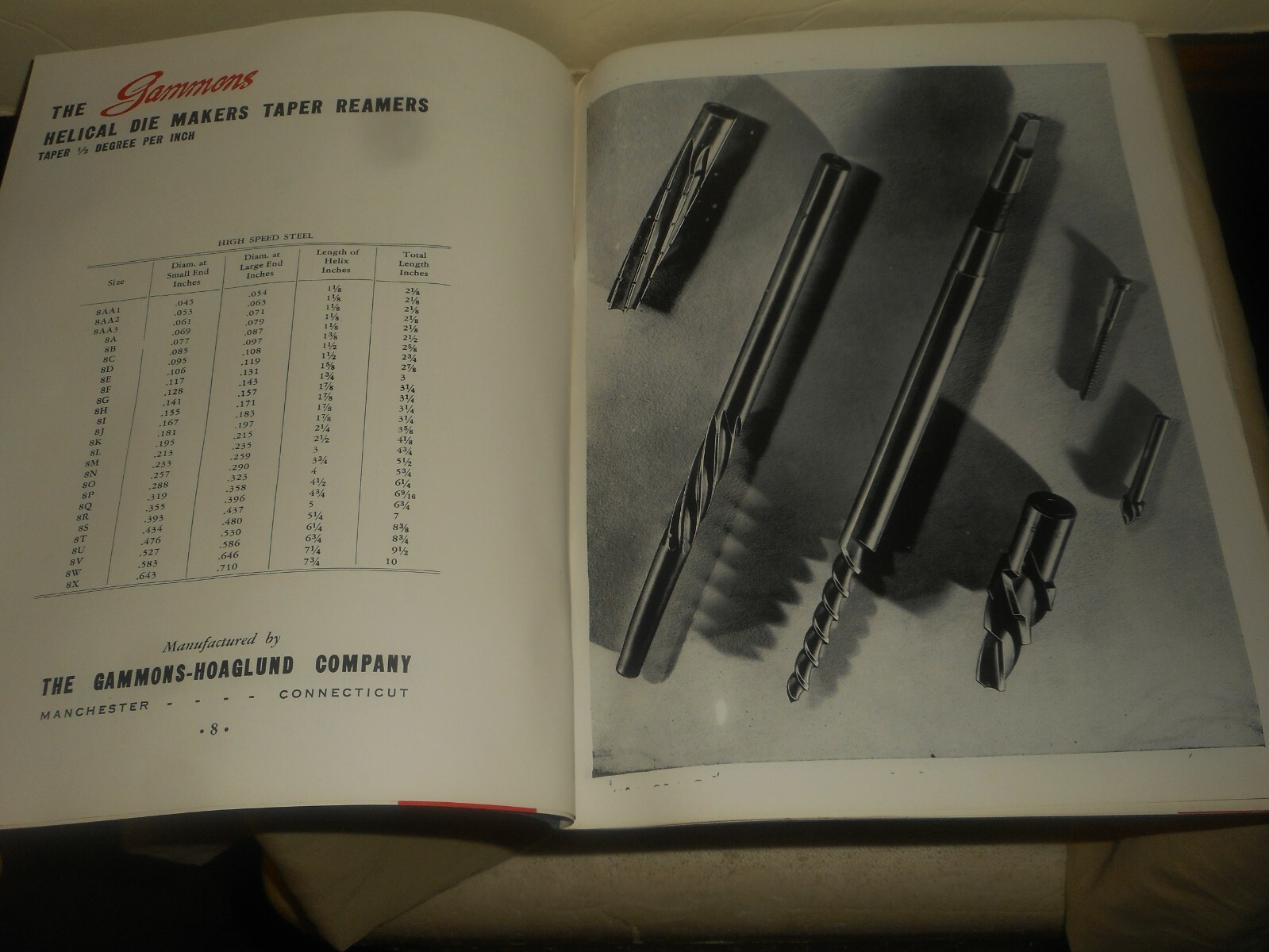 GAMMONS Tools Reamers Catalog No. 757 GAMMONS HOAGLUND Co. Manchester CT 1957