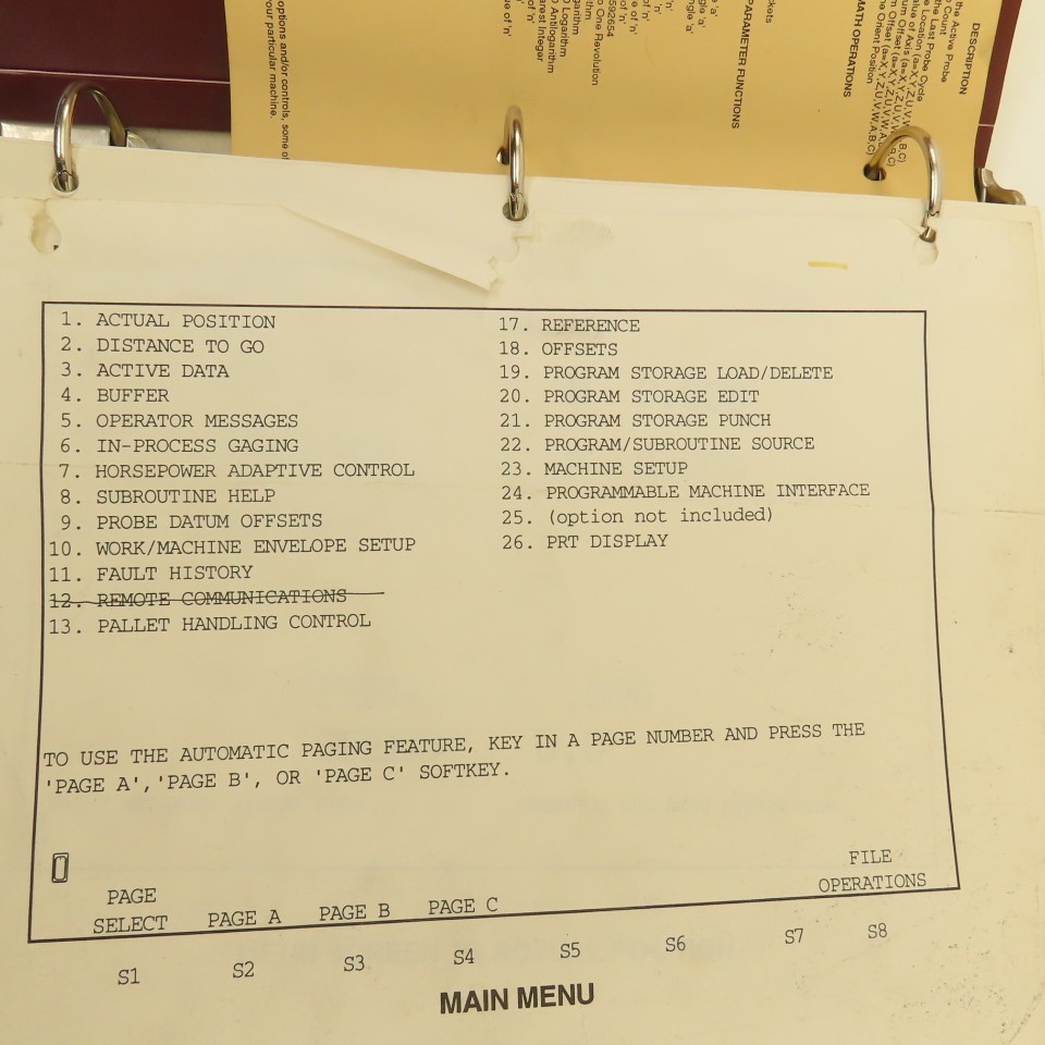 Giddings & Lewis NumeriPath 8000 Programming Data Manual