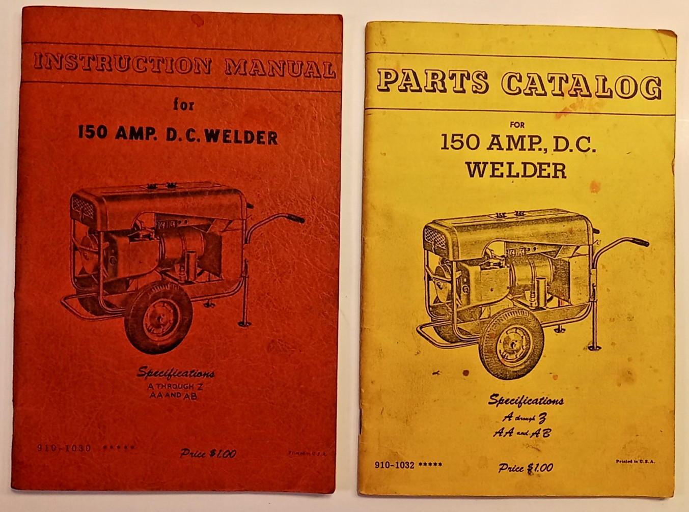 Parts Catalog 150 Amp D.C. Welder & Instruction Manual NCG Sureweld & Receipt