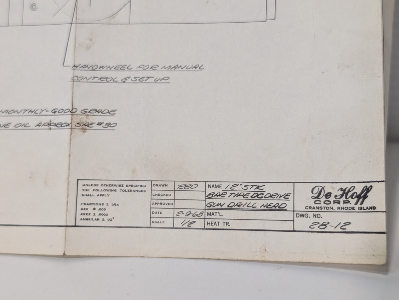 DeHoff B1-120 CNC Gun Drilling Machine Service and Repair Manual, Vin Hard Copy