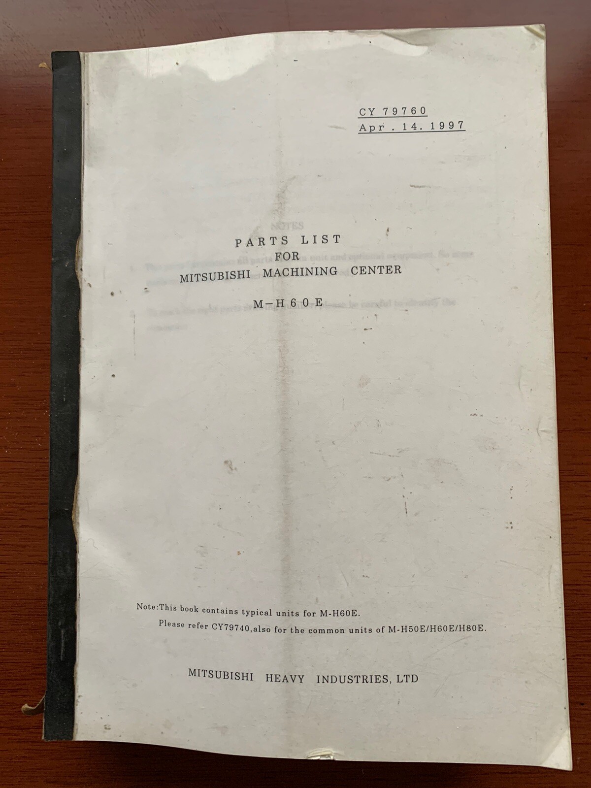 Mitsubishi MH-60E Machining Center Parts List