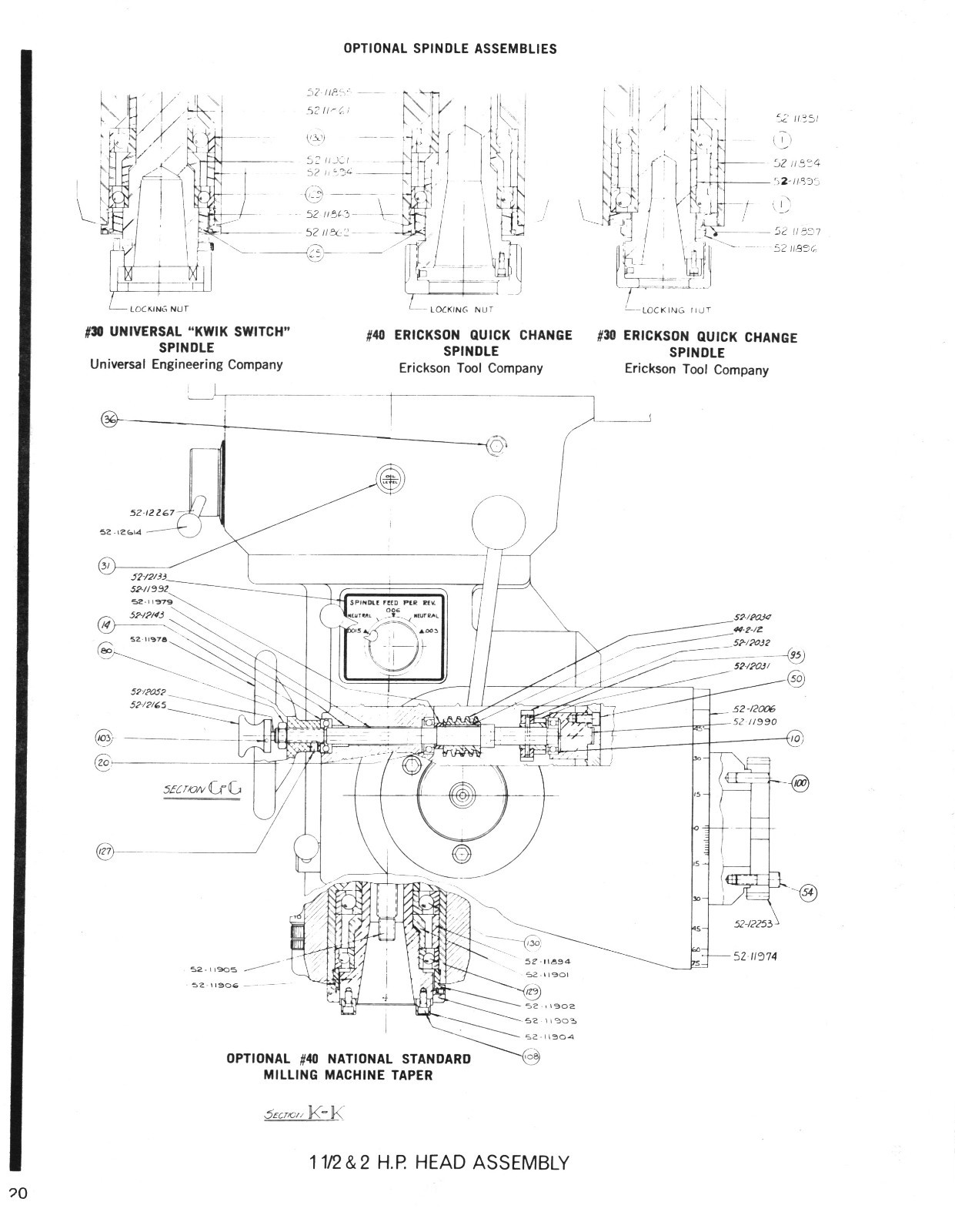 Excello XLO Style 602 Ram Turret Milling Machine Op, Service,& Parts Manual *640
