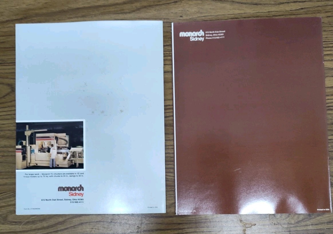Monarch Machine Tool Co. Sidney OH Brochure Catalogs TC Chuckers Industrial Vtg