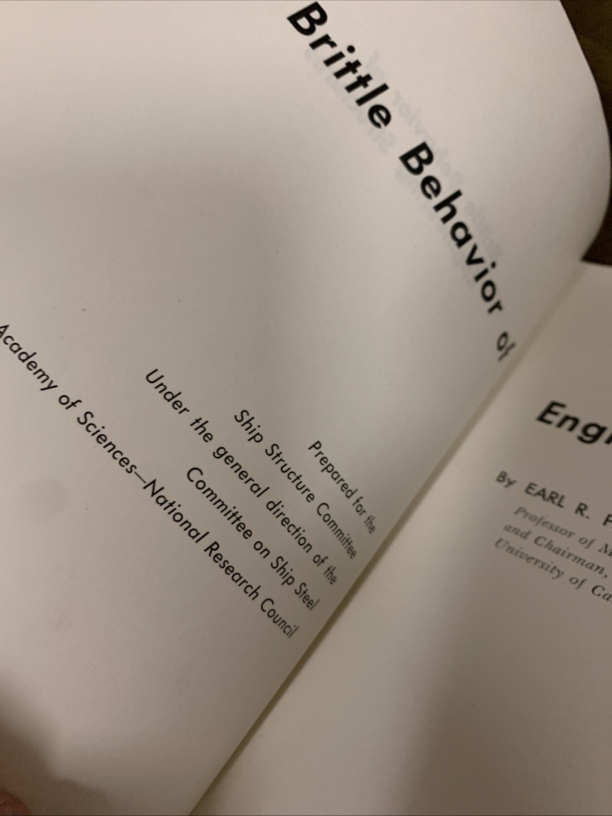 Brittle Behavior Of Engineering Structures Ship Steel Metallurgy 1957