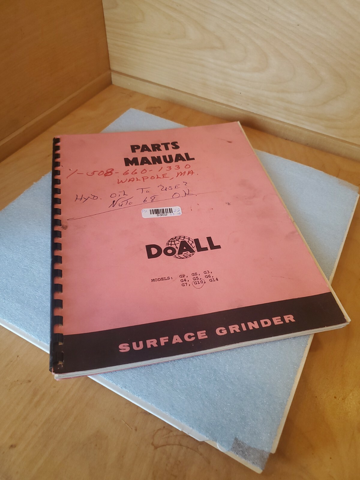 DoAll Surface Grinder Parts BOOK GP GS G3 G4 G5 G6 G7 G10 G14 *IN*STOCK* USA*