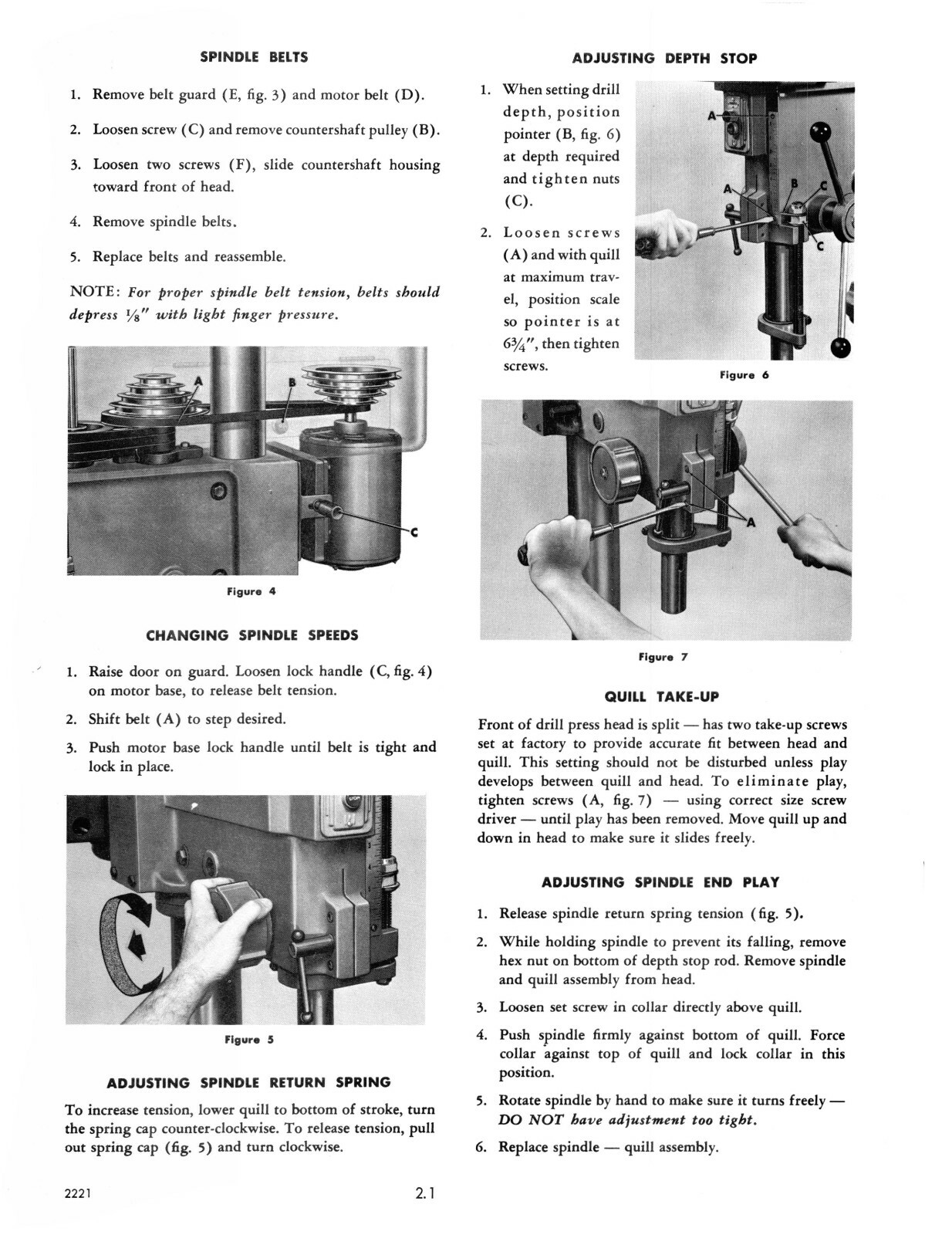 Clausing 20″ Drill Press Step Pulley Series 22S-1 Instruct & Parts Manual #1875