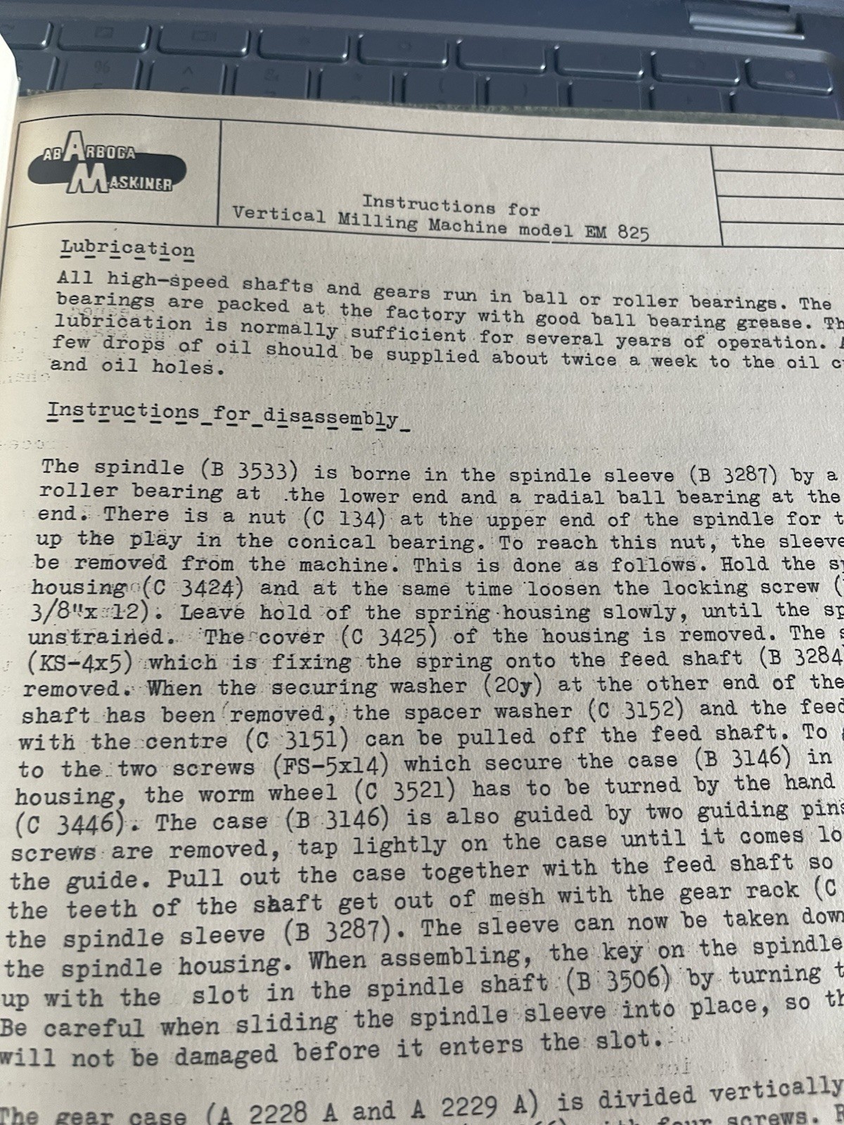 Arboga Maskiner Operating Instructions