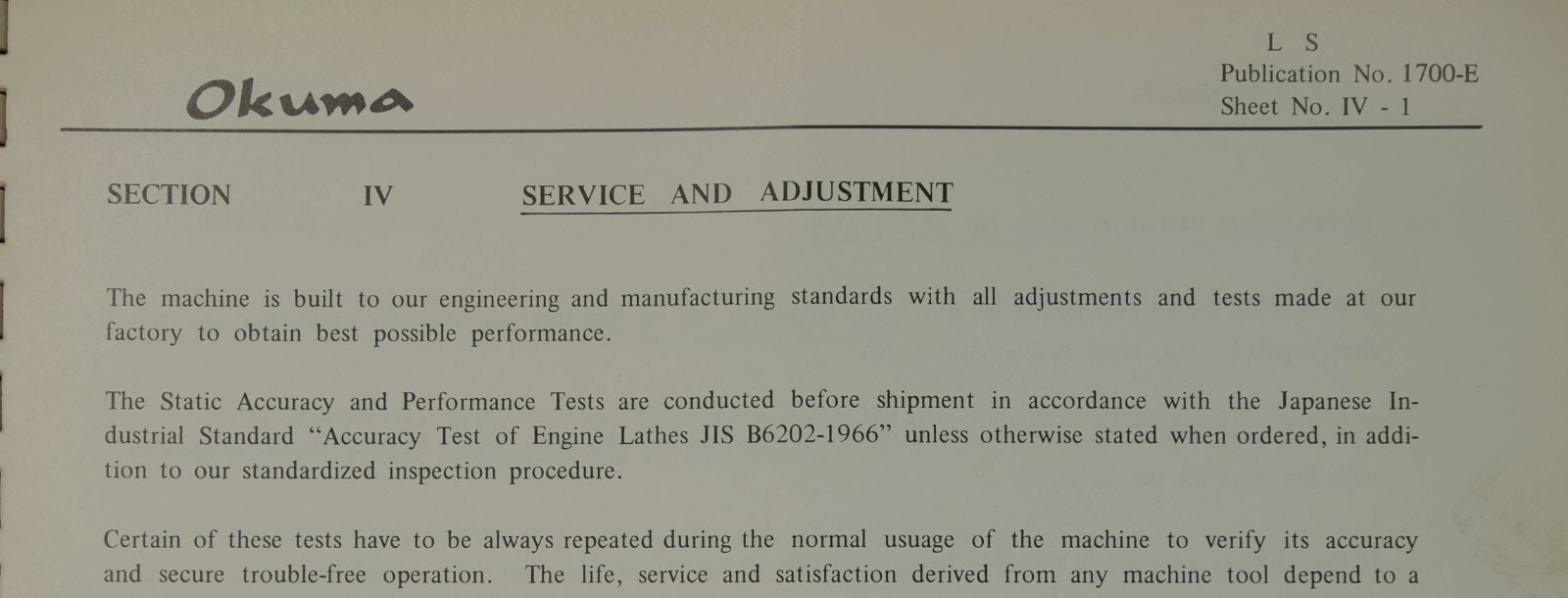 Okuma Type LS, Lathe Operations, Parts and Wire Diagrams Manual 103 PAGES