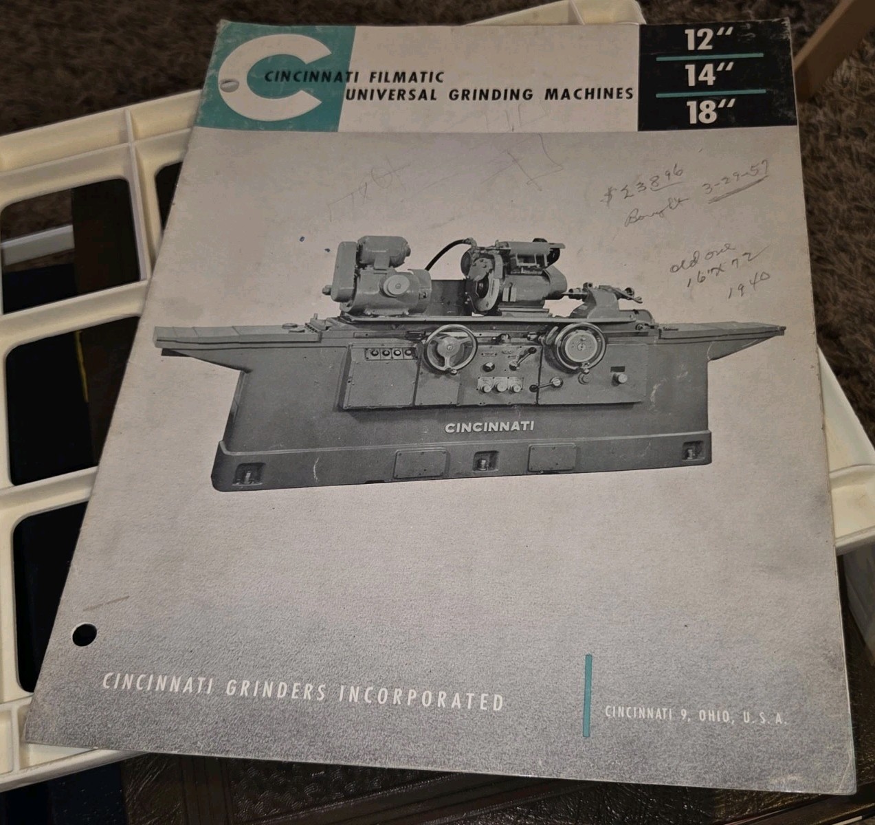 1955 CINCINNATI Promo SALES CATALOG BOOK FILMATIC 12 14″ 18″ Grinding Machines