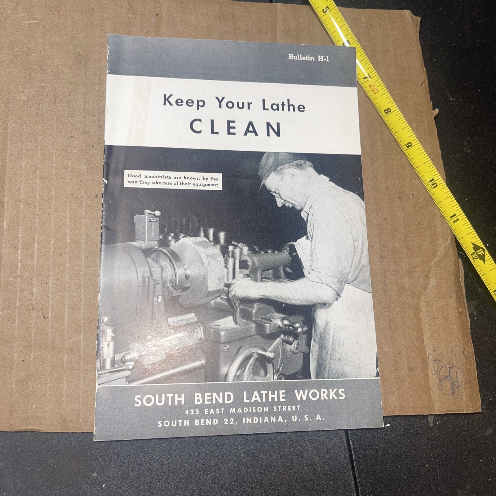 Original South Bend Lathe Works Bulletin H-1 Keeping Your Lathe Clean Vintage