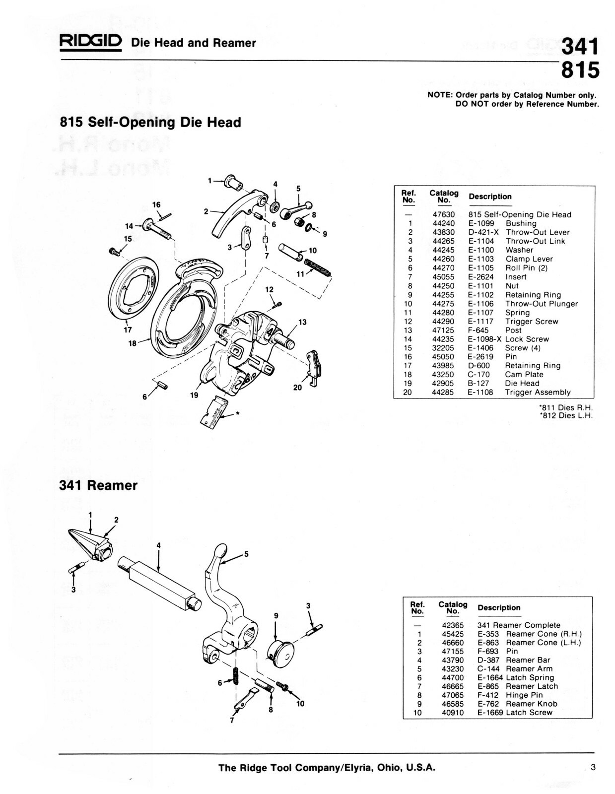Rigid Model 535 Pipe & Bolt Threading Machine Operator & Parts List Manual #1826
