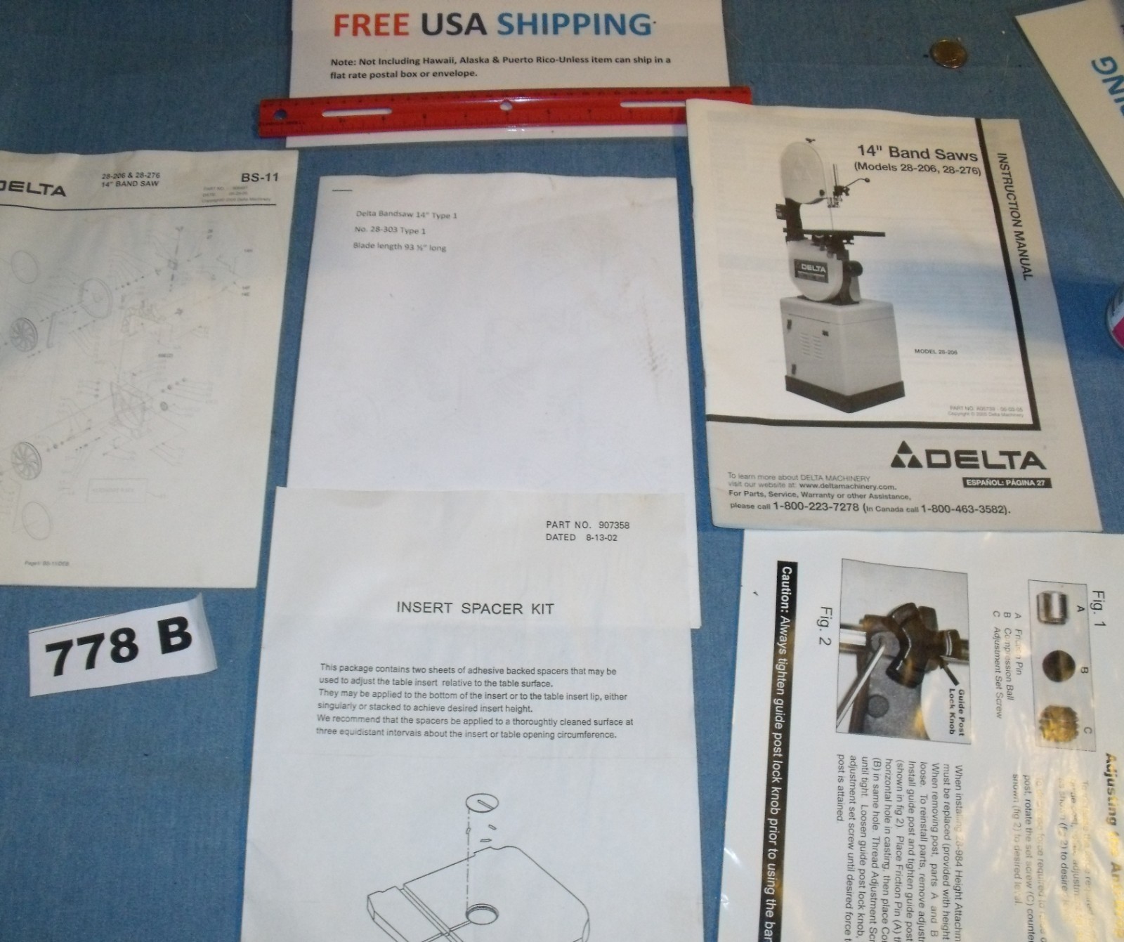Machine Shop Tool Manuals Delta 14″ Band Saws Models 28-206,28-276 instructions