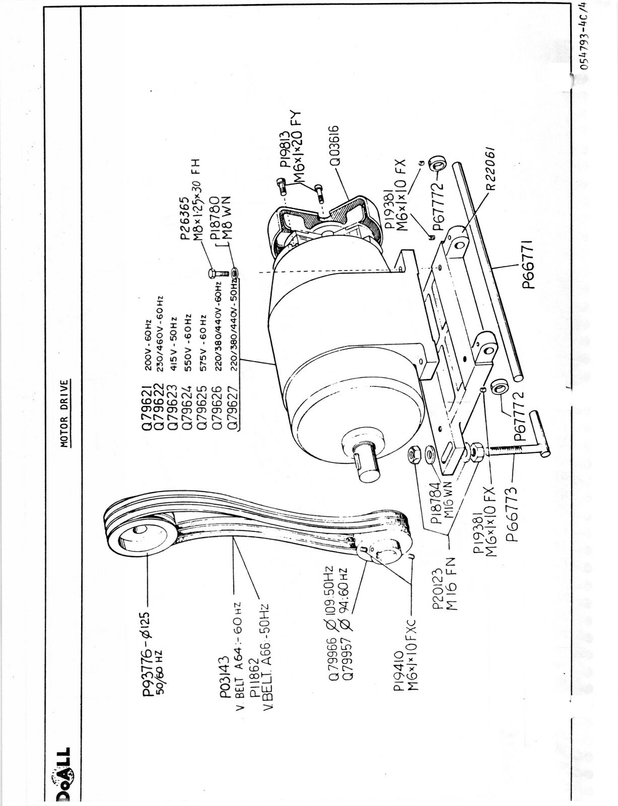 DoALL 13″ Engine Lathe LD1320, LD1340, & LD1360 Parts List Manual #1600