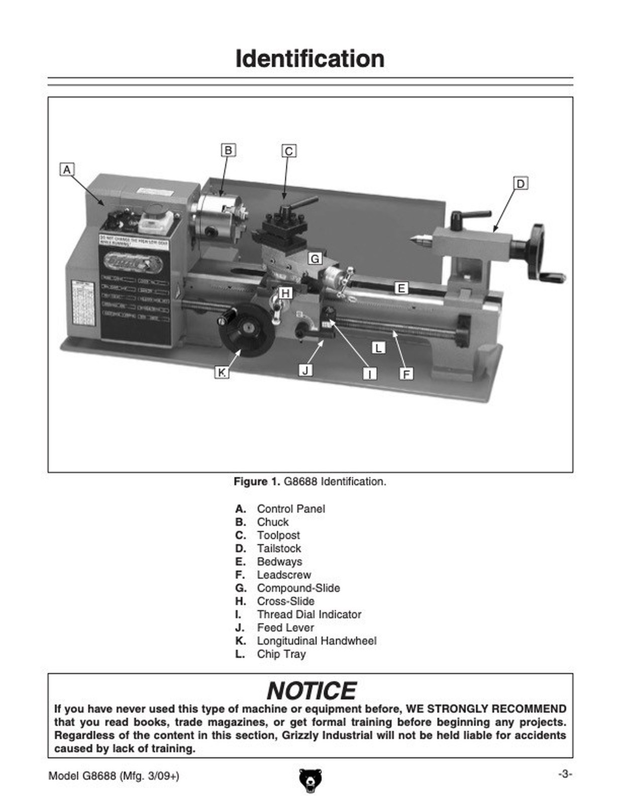 Owner’s Manual & Operating Instructions Grizzly Mini Metal Lathe – Model G8688