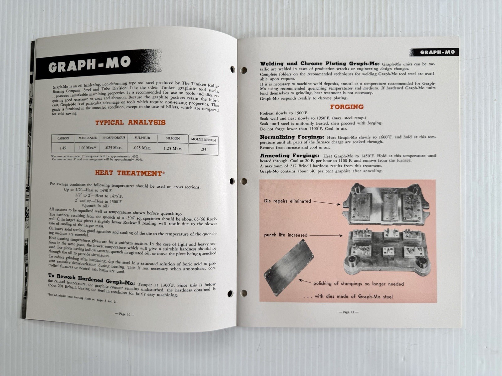 1953 Timken Roller Bearing Graphitic Tool Steels Catalog Vtg Industrial Brochure