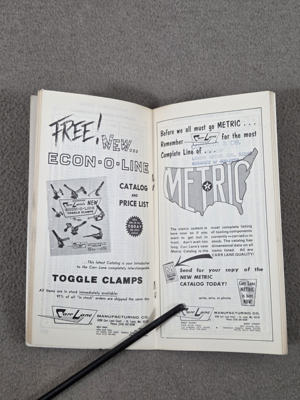 Carr Lane Trigonometry Tables Handy Reference Booklet Vintage 1975