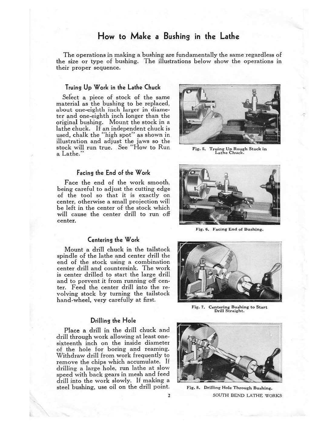 Manual Fits 1938 South Bend Lathe No. 7-S – How to Make Bushings for Automobiles