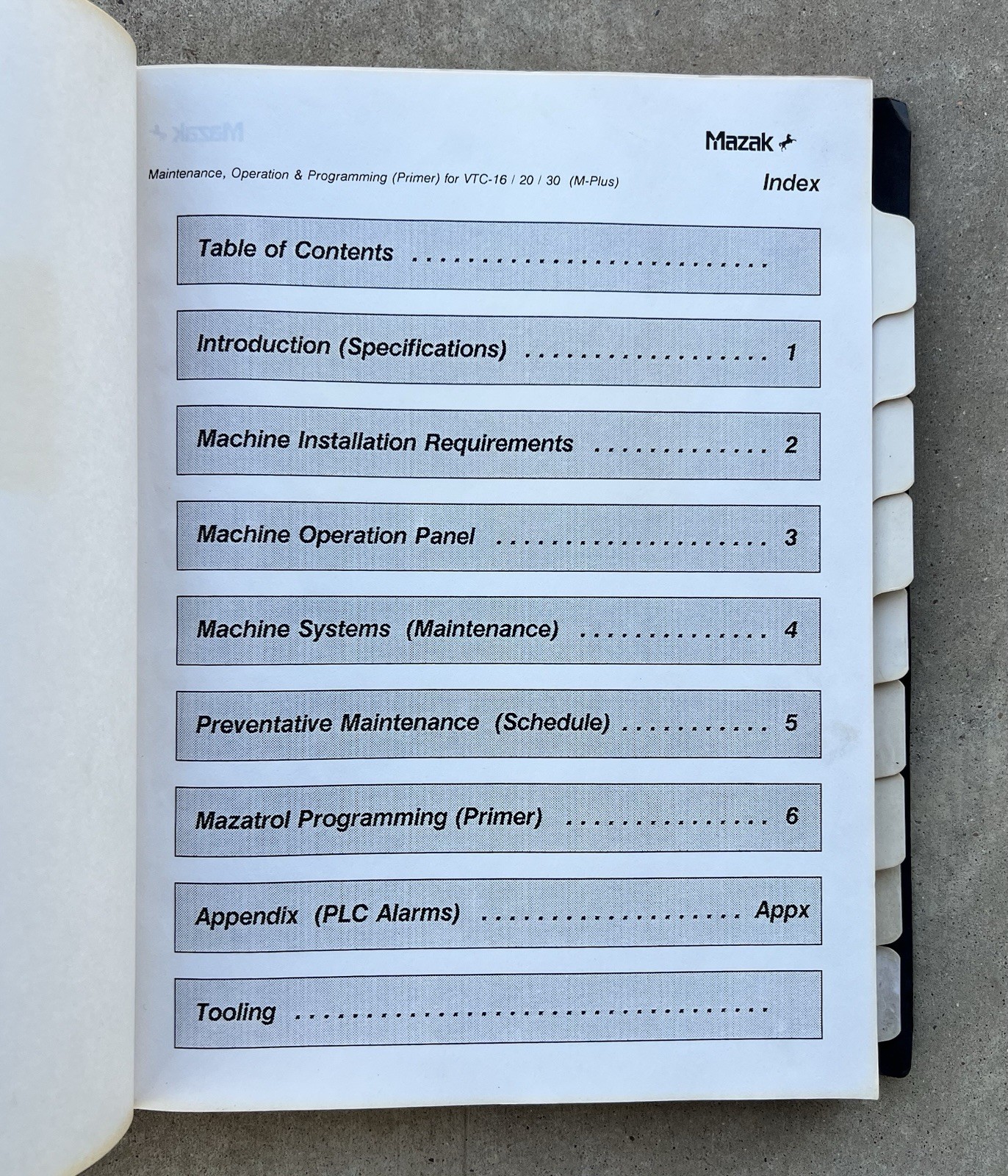 Mazak VTC 16 20 30 Maintenance Operation Programming Manual
