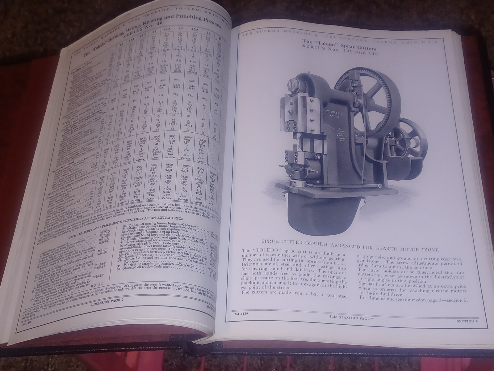 OLD Toledo Ohio Machine & Tool Catalog Book Presses Machinery Dies SHEET METAL