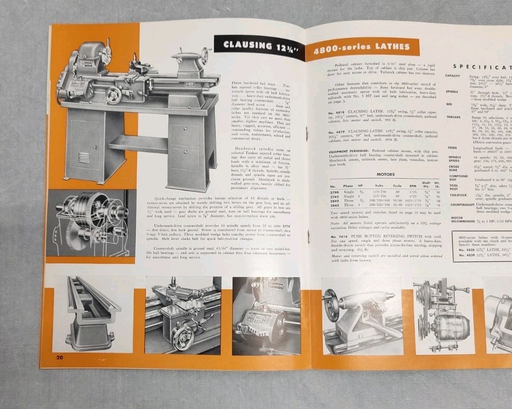 Clausing Lathe Press Drilling Machine Parts Catalog Brochure Vtg Kalamazoo MI
