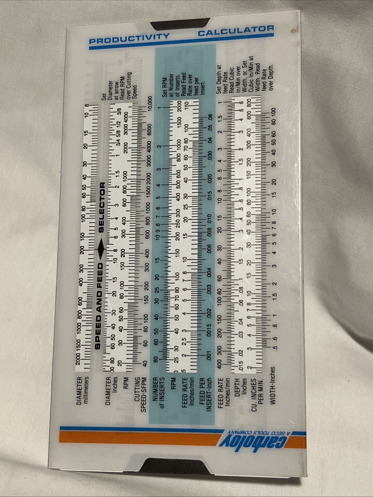 Carboloy Machinist Productivity Calculator Slide Guide GT2-411R