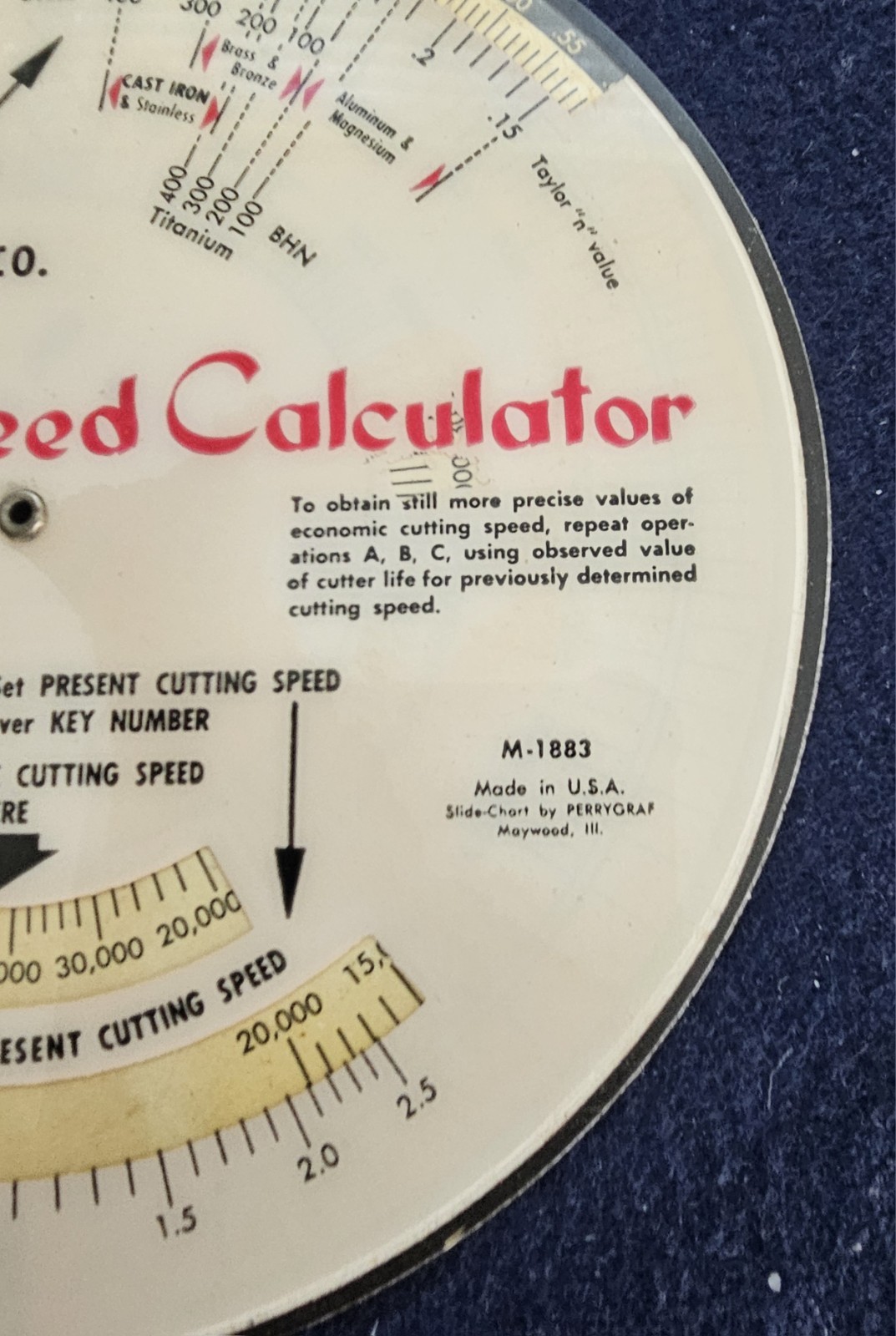 VTG CINCINNATI MILLING CALCULATOR. FEEDS & SPEEDS, & SETUP, W/ Instructions