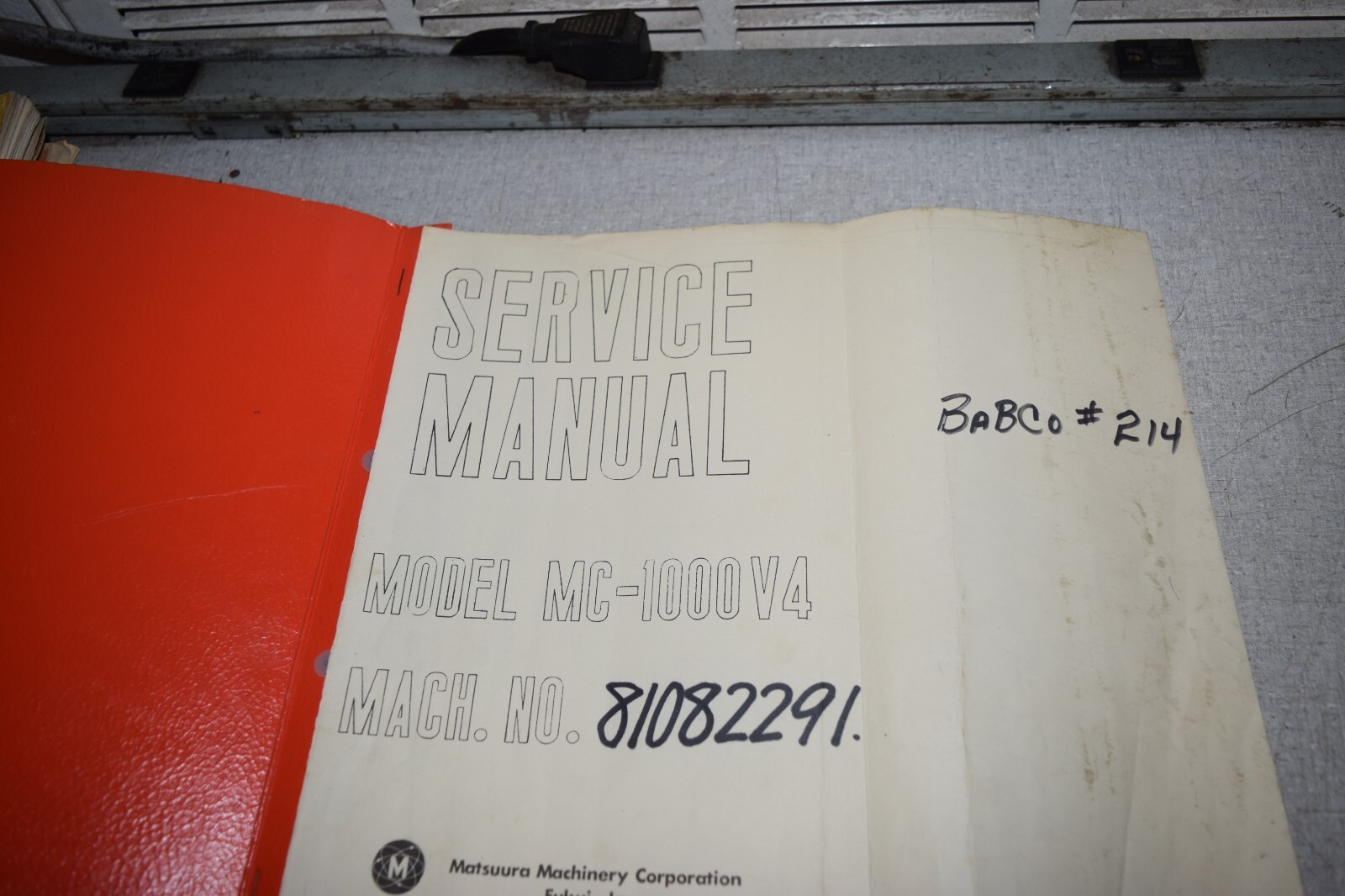 Matsuura MC-1000 V4 Service Manual