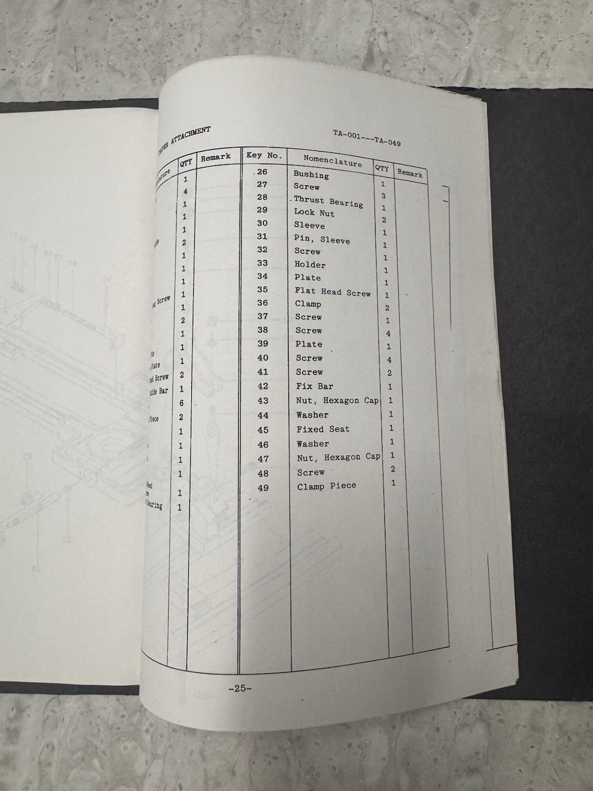 SHARP 21”-25” High Precision Metal Lathe Operator Parts List