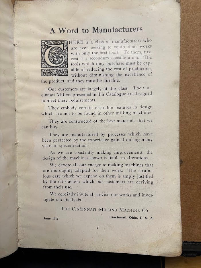 Vtg Cincinnati Milling Machine Co Catalog 1911 Cutter Grinders Tools Millers