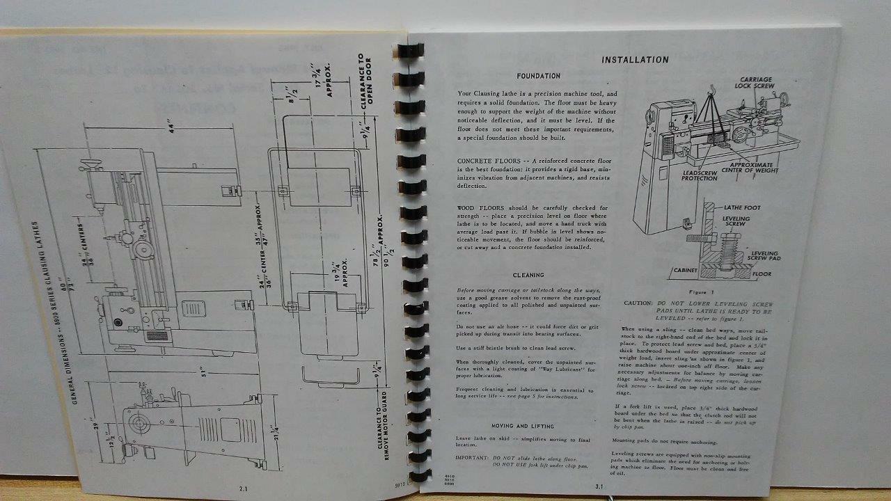 Clausing 5900 Series 12” Lathes – Operating Instruction & Parts Manual