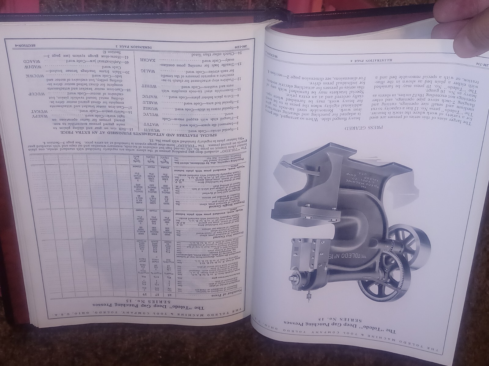 OLD Toledo Ohio Machine & Tool Catalog Book Presses Machinery Dies SHEET METAL