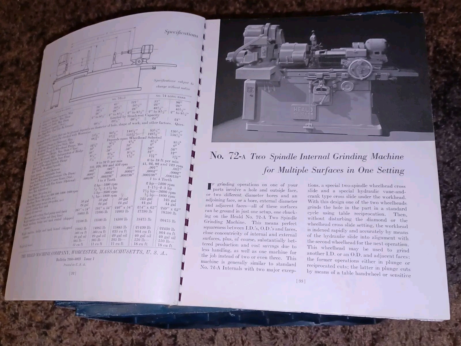 HEALD COMPANY Precision GRINDING BORING Borizing MACHINES CATALOG BOOK Issue 13