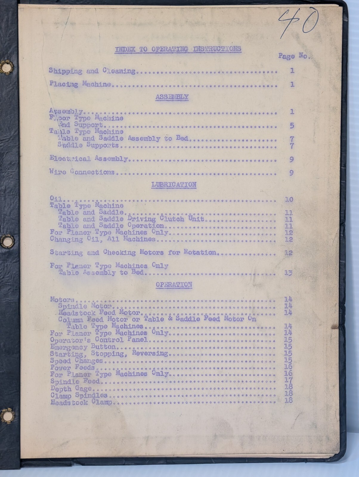Giddings + Lewis 560-T Machine Operating Instructions, Assy, Maintenance Manual