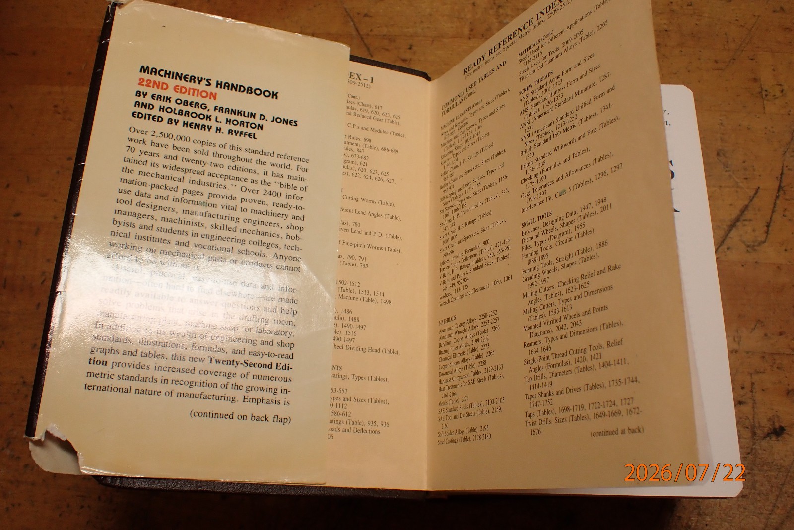 LOT 75: VINTAGE MACHINERY’S HANDBOOK MACHINIST BOOK