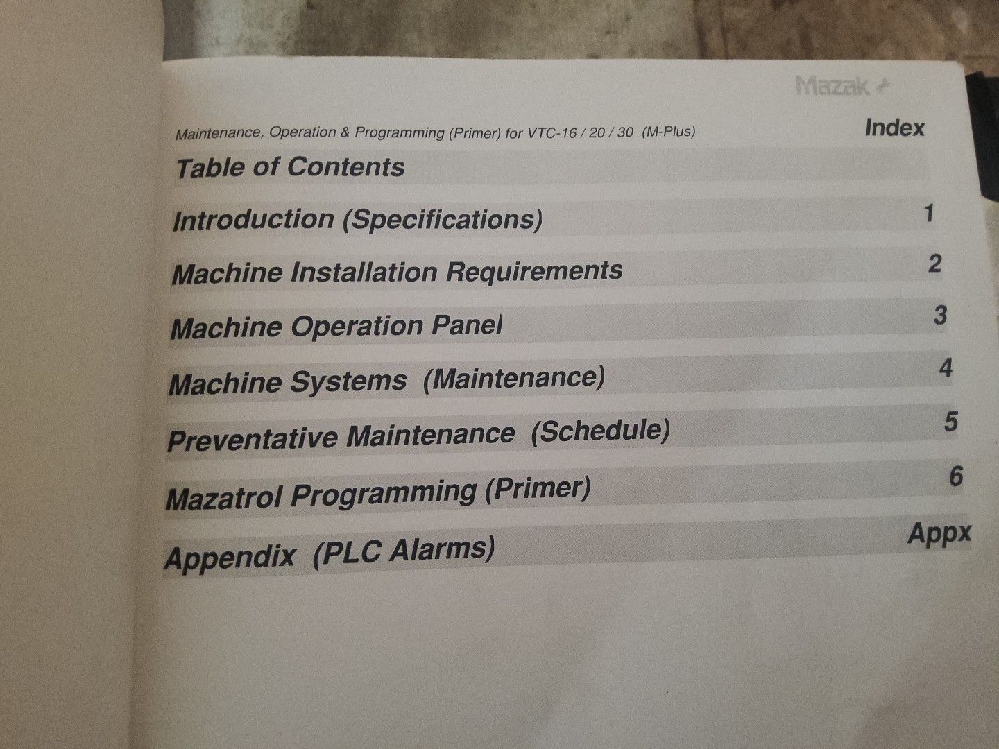 Mazak Maintenance, Operation & PROGRAMMING VTC-16/20/30 Machining Centers M-PLUS