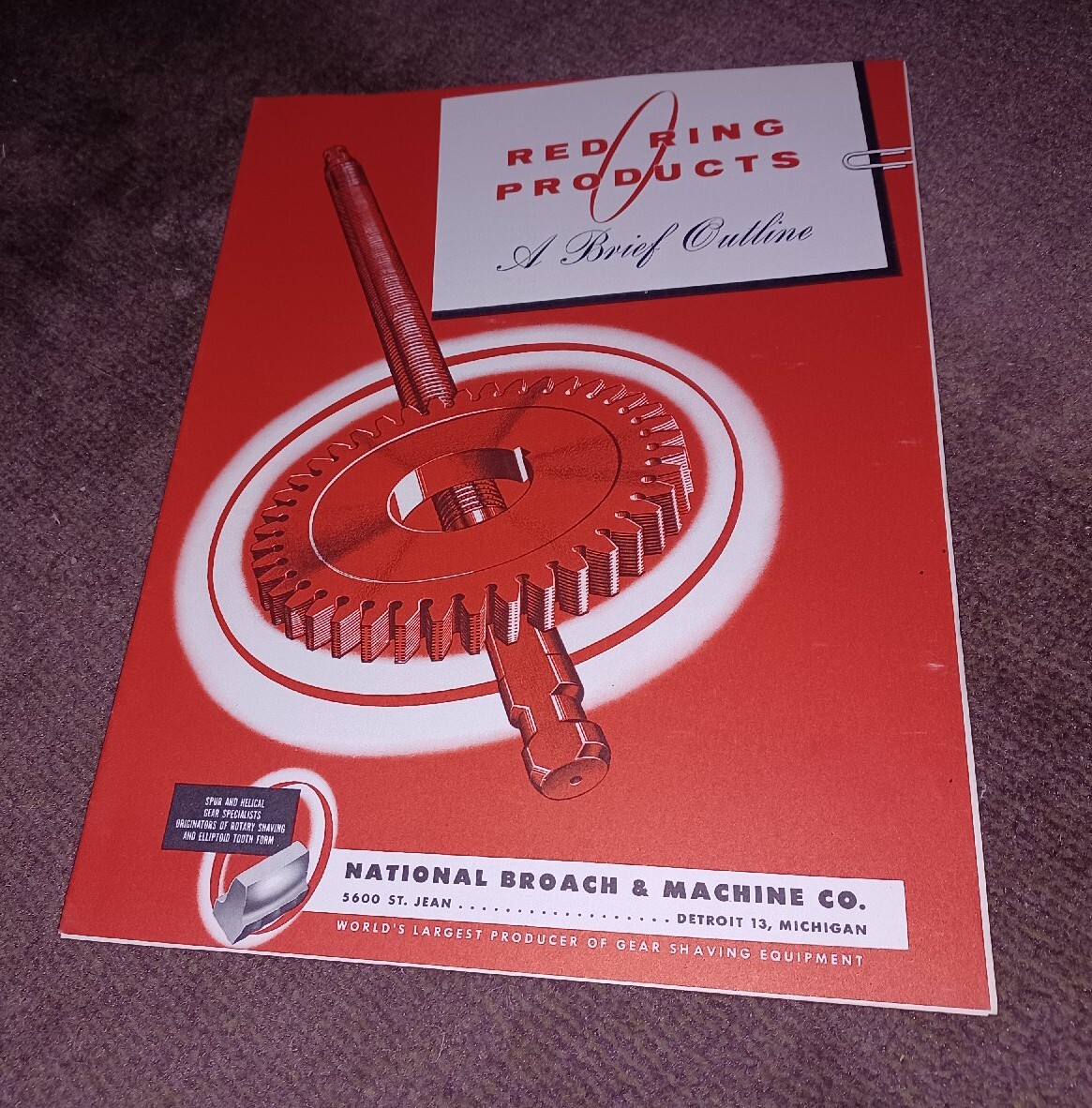 National Broach & Machine Co. Red Ring Outline CATALOG BOOKLET Detroit Michigan