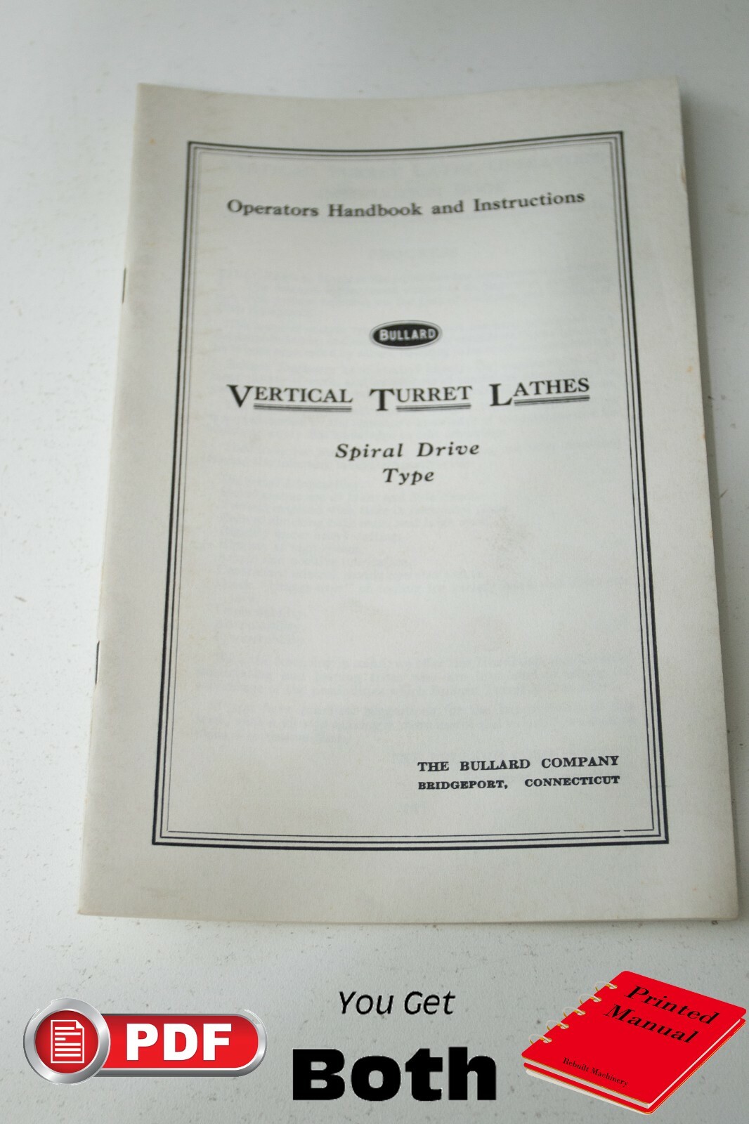 Bullard Special Drive Vertical Turret VTL Lathe Operations, Adjustment Manual