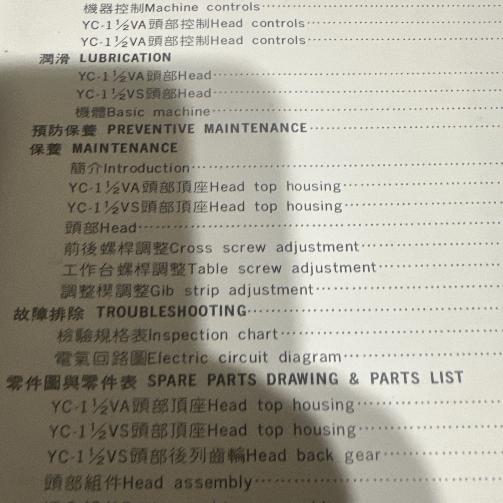 Yeong Chin Turret Type Milling Machine Manual Book