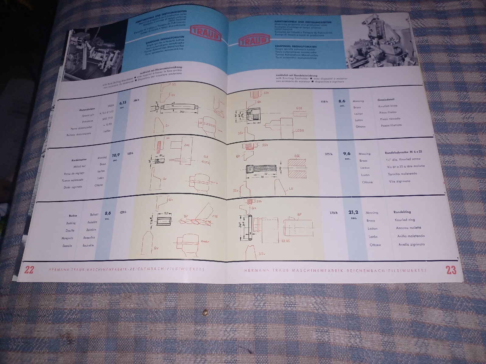 HERMANN TRAUB west Germany TOOLS 1958 Catalog Journal TURNED PARTS machinist VTG