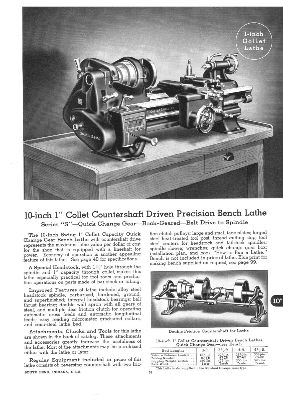 Manual Fits South Bend Lathe No. 100A 1941