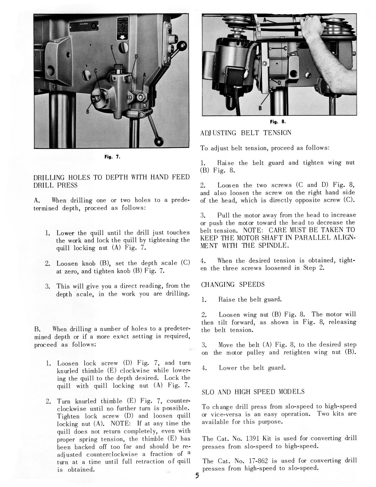 Delta 17″ Drill Press sn up to 137-5800 Operator & Parts List Manual #1927