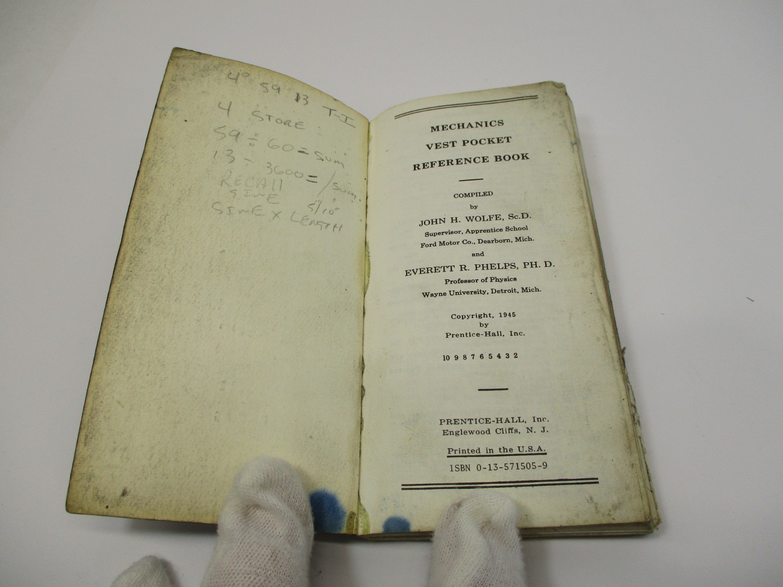 1945 Mechanics Vest Pocket Reference Book Wolfe & Phelps Machinist GC